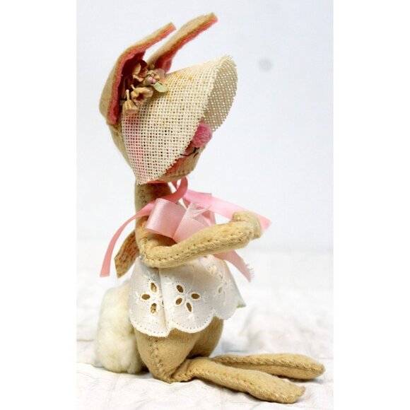 VTG 1971 Annalee Mobilitee Doll Girl Bunny Rabbit Easter Spring Bonnet Skirt - Picture 2 of 10
